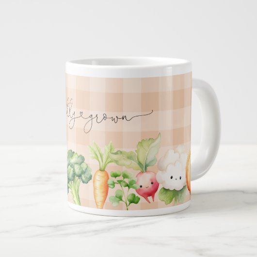 地元で栽培された秋のカボチャの赤ちゃんシャワー ジャンボコーヒーマグカップ (正面右)