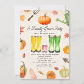 地元で栽培された秋カボチャのパッチ女の子ベビーシャワー 招待状 (正面)
