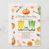 地元で栽培された秋カボチャのパッチ少年の赤ちゃんシャワー 招待状 (正面)