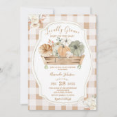 地元で栽培された秋パンプキンギンガムベビーシャワー 招待状 (正面)