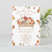 地元で栽培された紅葉カボチャ赤ちゃんシャワー 招待状 (スタンド正面)