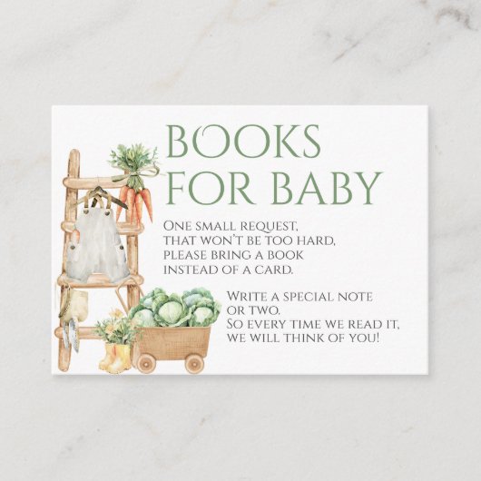 地元で栽培された素朴農家の赤ちゃんシャワーブック エンクロージャーカード (正面)