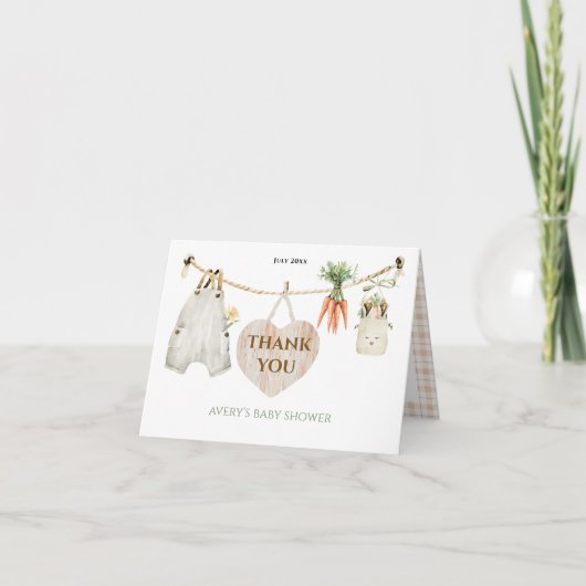 地元で栽培された素朴農家の赤ちゃん感謝していシャワー サンキューカード (正面)