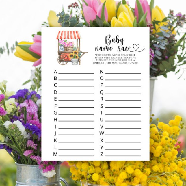 地元で栽培された花ベビーシャワー – ベビー名のレース (クリエイターアップロード済み)