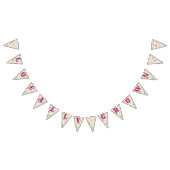 地元で栽培された花柄ピンクの赤ちゃんシャワー バンティングフラッグ (全)