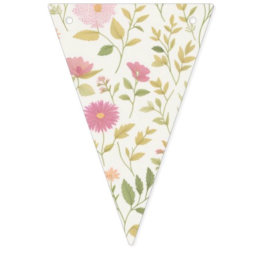 地元で栽培された花柄ピンクの赤ちゃんシャワー バンティングフラッグ (第1の旗)