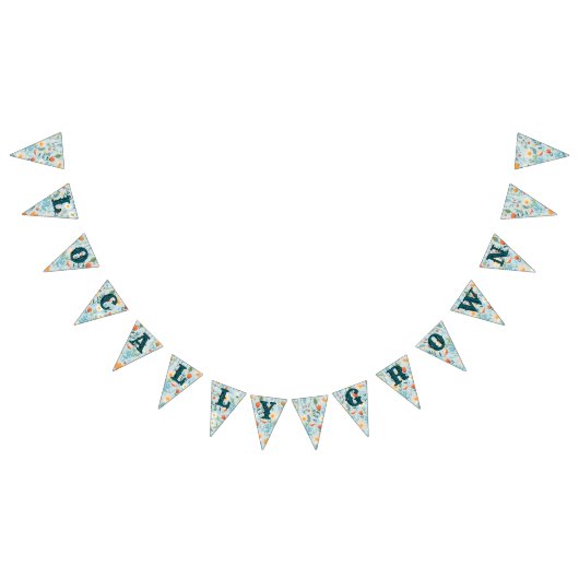 地元で栽培された花柄ブルーベビーシャワー バンティングフラッグ (全)