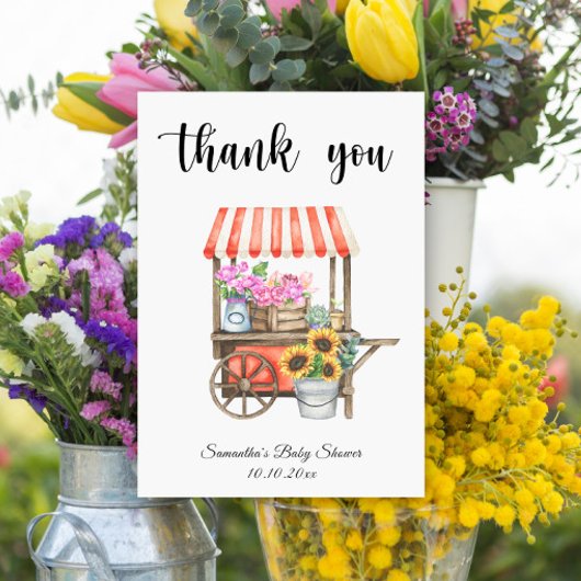 地元で栽培された花農家市場ベビーシャワー サンキューカード