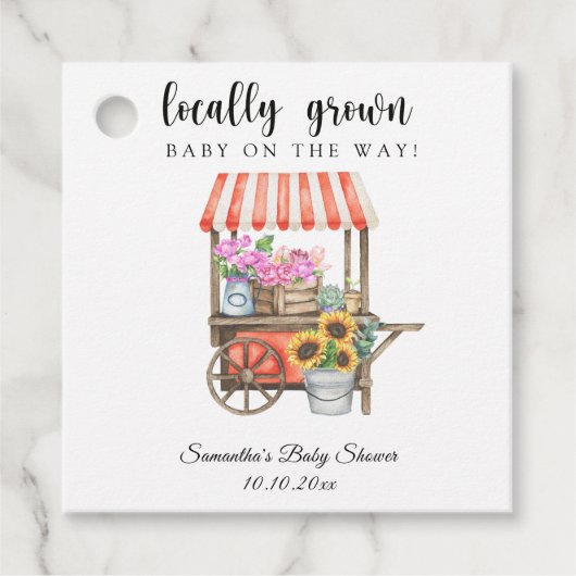 地元で栽培された花農家市場ベビーシャワー フェイバータグ (正面)