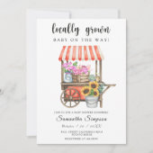 地元で栽培された花農家市場ベビーシャワー 招待状 (正面)