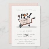 地元で栽培された赤面フローラカート赤ちゃんシャワー招待状 サンキューカード (正面/裏面)