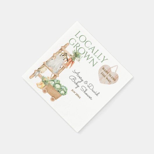 地元で栽培された農場市場モダンの赤ちゃんシャワー スタンダードカクテルナプキン (角)