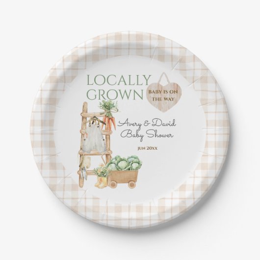 地元で栽培された農場市場モダンの赤ちゃんシャワー ペーパープレート (正面)