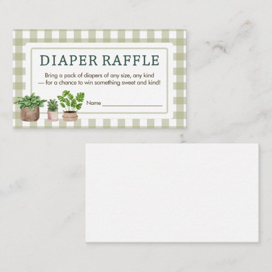 地元で栽培された農家ベビーシャワーおむつラッフル エンクロージャーカード (正面/裏面)