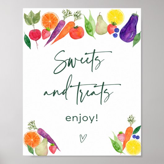 地元で栽培された農家マーケットスウィートトリートサイン ポスター (正面)