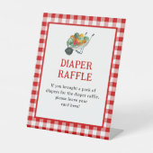 地元で栽培された農家市場おむつラッフルサイン 台座サイン (正面)