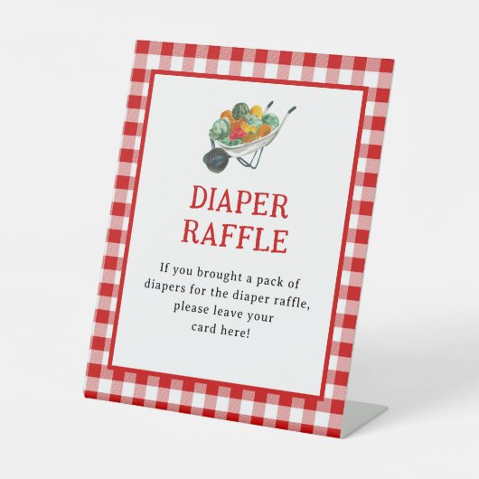 地元で栽培された農家市場おむつラッフルサイン 台座サイン (正面)