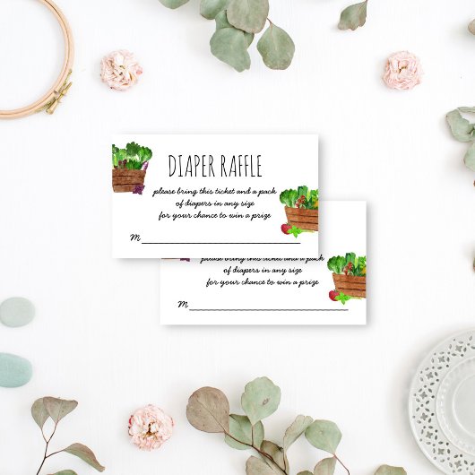 地元で栽培された農家市場おむつラッフル エンクロージャーカード