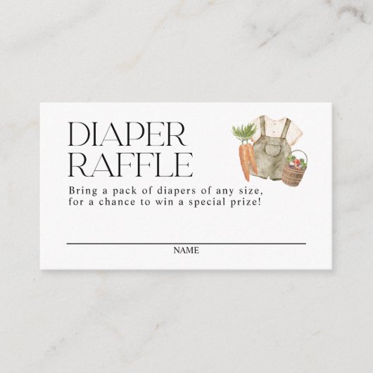 地元で栽培された農家市場おむつラッフル エンクロージャーカード (正面)