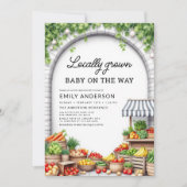 地元で栽培された農家市場が赤ちゃんシャワーを生成 招待状 (正面)