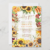 地元で栽培された農家市場が赤ちゃんシャワーを生成 招待状 (正面)