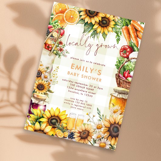 地元で栽培された農家市場が赤ちゃんシャワーを生成 招待状