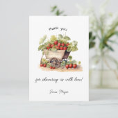 地元で栽培された農家市場イチゴ サンキューカード (スタンド正面)