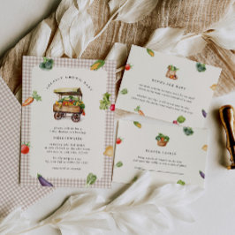 地元で栽培された農家市場カントリー赤ちゃんシャワー 招待状