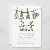 地元で栽培された農家市場グリーンベビーシャワー 招待状 (正面)