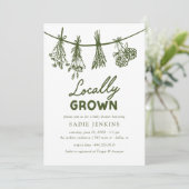 地元で栽培された農家市場グリーンベビーシャワー 招待状 (スタンド正面)