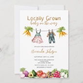 地元で栽培された農家市場スタンドベビーシャワー 招待状 (正面)