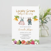 地元で栽培された農家市場スタンドベビーシャワー 招待状 (スタンド正面)