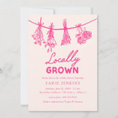 地元で栽培された農家市場ピンクの赤ちゃんシャワー 招待状 (正面)