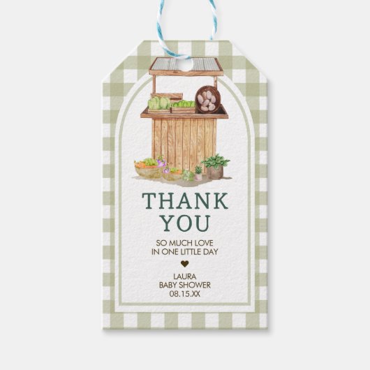 地元で栽培された農家市場ベビーシャワーメッセージカード ギフトタグ (正面)