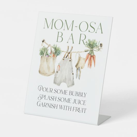 地元で栽培された農家市場ベビーシャワーモモモザバー 台座サイン (正面)