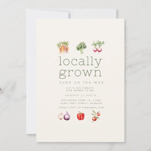 地元で栽培された農家市場ベビーシャワー招待状 招待状 (正面)