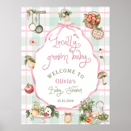 地元で栽培された農家市場ベビーシャワー歓迎 ポスター (正面)