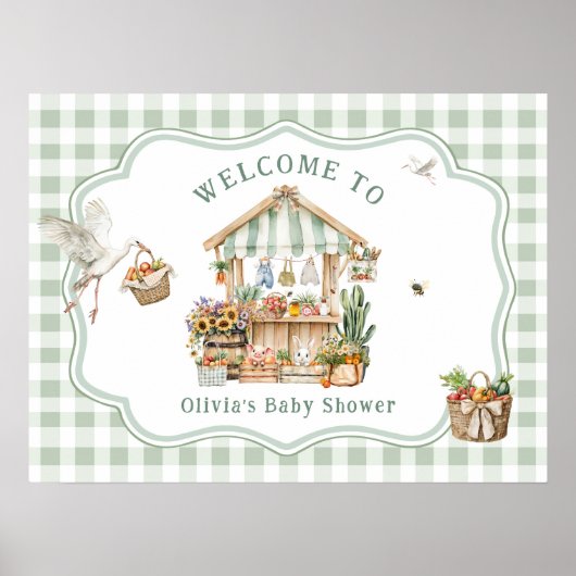地元で栽培された農家市場ベビーシャワー歓迎 ポスター (正面)