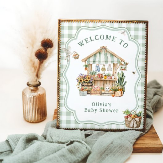 地元で栽培された農家市場ベビーシャワー歓迎 ポスター