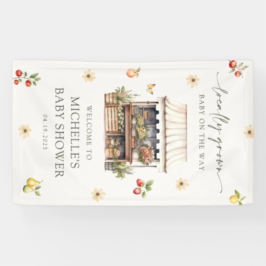 地元で栽培された農家市場ベビーシャワー歓迎 横断幕 (横)