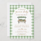 地元で栽培された農家市場ボーホベイビーシャワー 招待状 (正面)