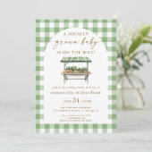 地元で栽培された農家市場ボーホベイビーシャワー 招待状 (スタンド正面)