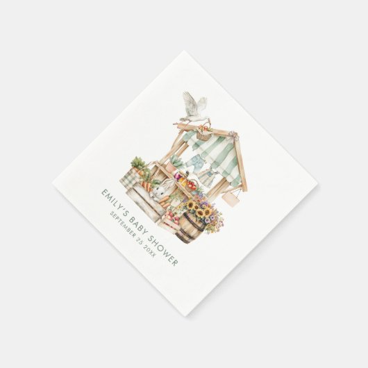 地元で栽培された農家市場名ベビーシャワー スタンダードカクテルナプキン (角)
