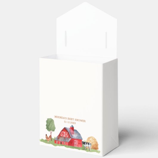 地元で栽培された農家市場納屋周囲の庭ベビーシャワー フェイバーボックス (見開き)
