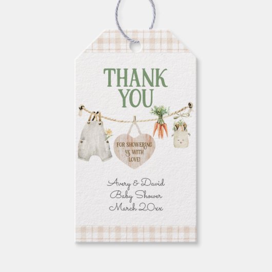 地元で栽培された農家市場Bohoベビーシャワー ギフトタグ (正面)