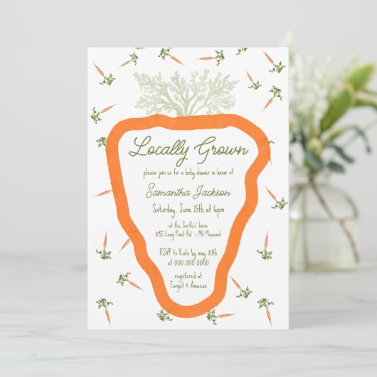 地元で栽培された農家男女兼用ベビーシャワー 招待状 (スタンド正面)