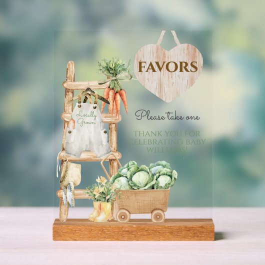 地元で栽培された農家素朴の赤ちゃんシャワーの好意 アクリルサイン (ニュートラル)