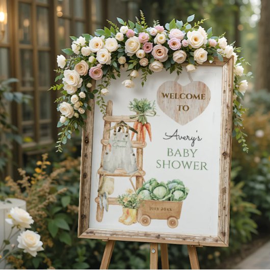 地元で栽培された農家素朴の赤ちゃんシャワーへようこそ ポスター