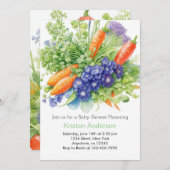 地元で栽培された野菜のブリスベビーシャワー 招待状 (正面/裏面)