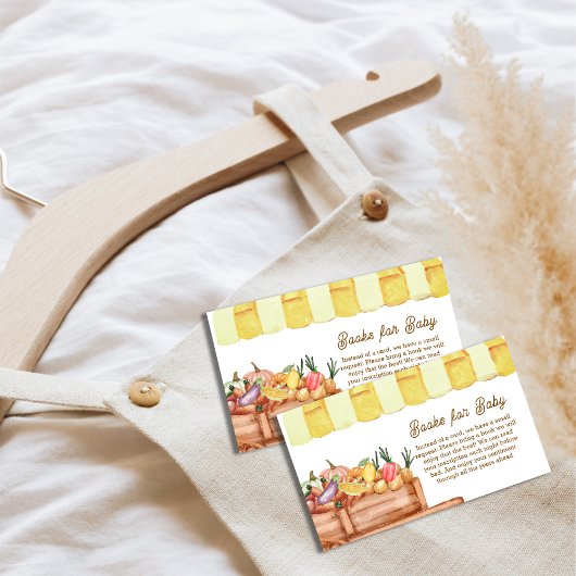 地元で栽培された野菜の果物の本の赤ちゃんシャワー エンクロージャーカード